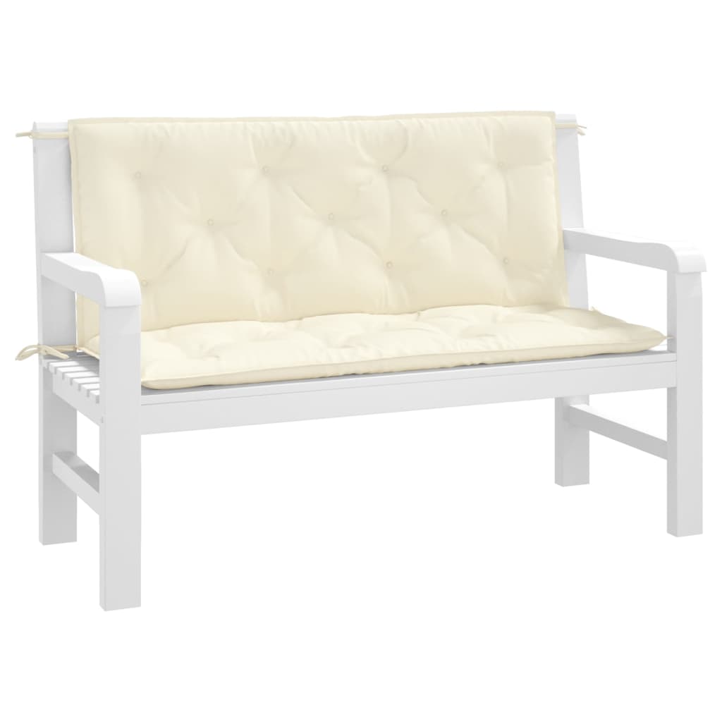 vidaXL Coussins de banc de jardin 2 pcs blanc crème tissu Oxford