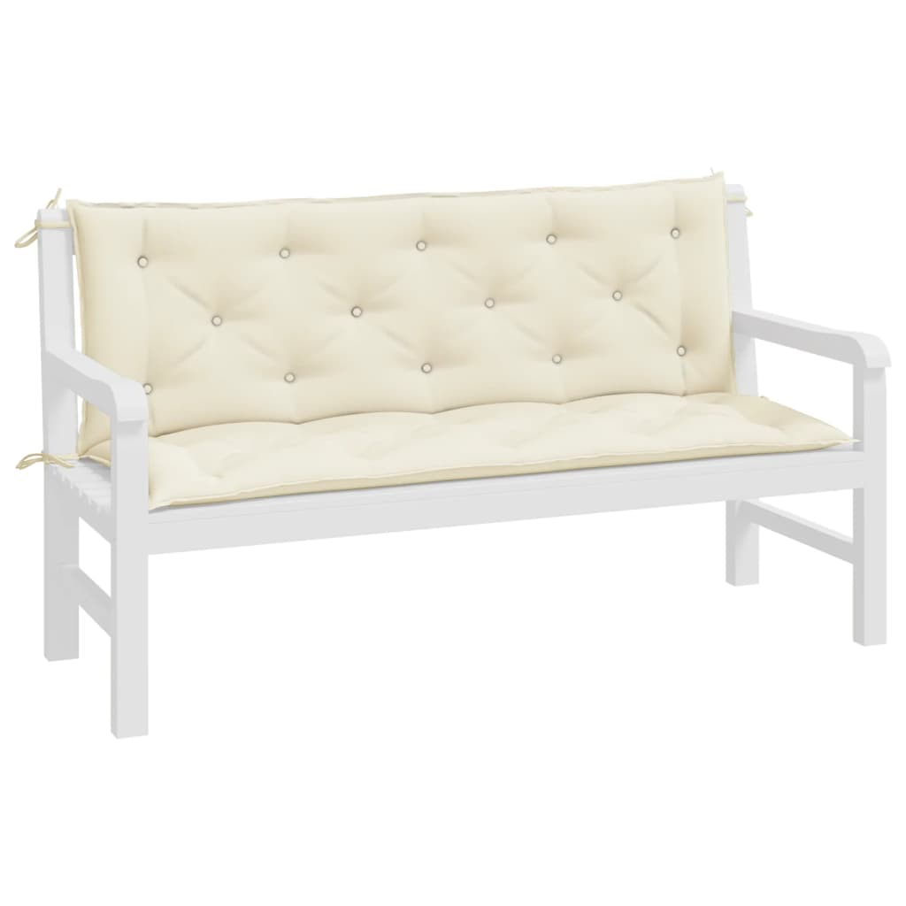 vidaXL Coussins de banc de jardin 2 pcs blanc crème tissu Oxford