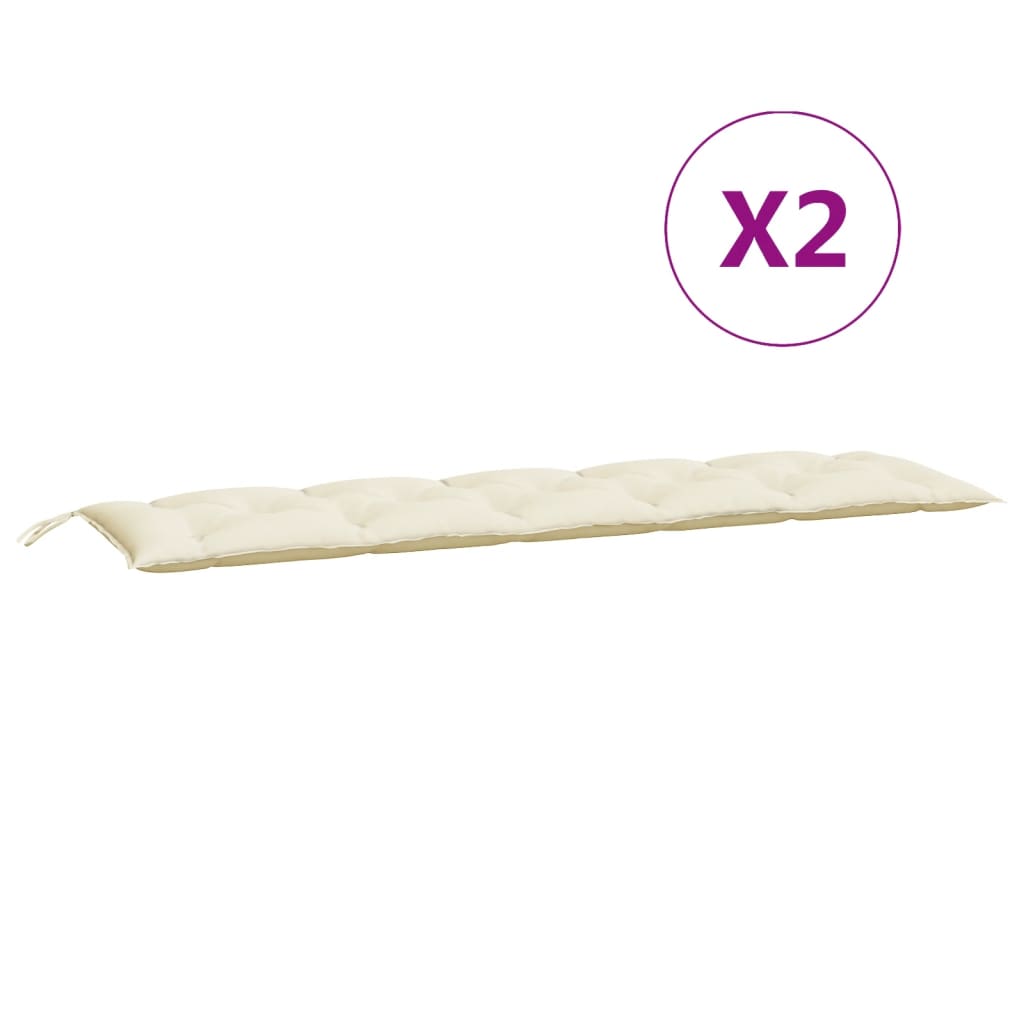 vidaXL Coussins de banc de jardin 2 pcs blanc crème tissu Oxford