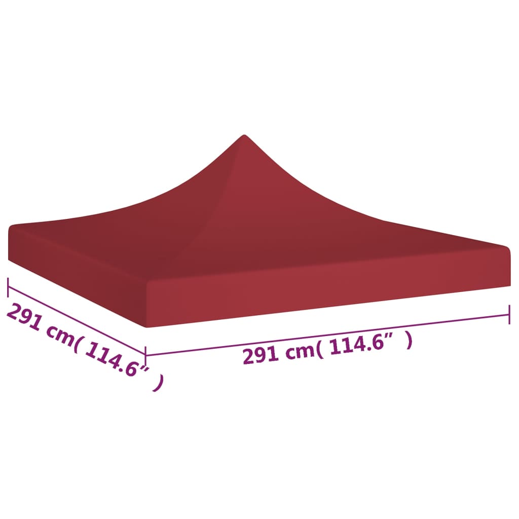 vidaXL Toit de tente de réception 3x3 m Bordeaux 270 g/m²