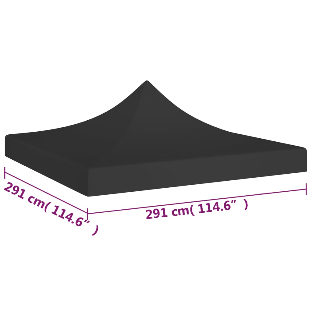 vidaXL Toit de tente de réception 3x3 m Noir 270 g/m²