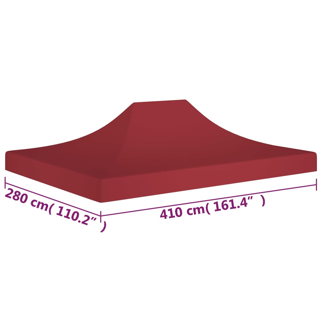 vidaXL Toit de tente de réception 4x3 m Bordeaux 270 g/m²
