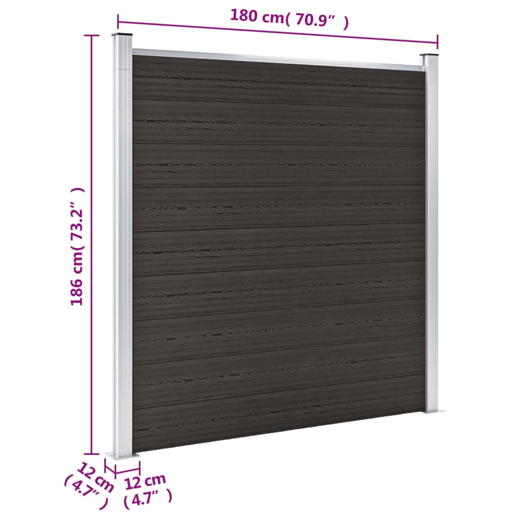 vidaXL Panneau de clôture WPC 180x186 cm Noir