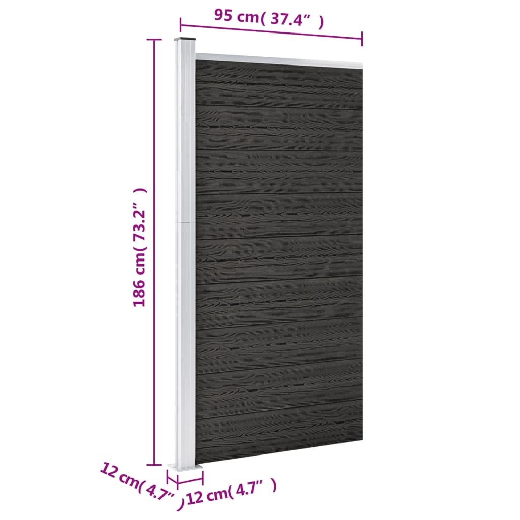 vidaXL Panneau de clôture WPC 95x186 cm Gris