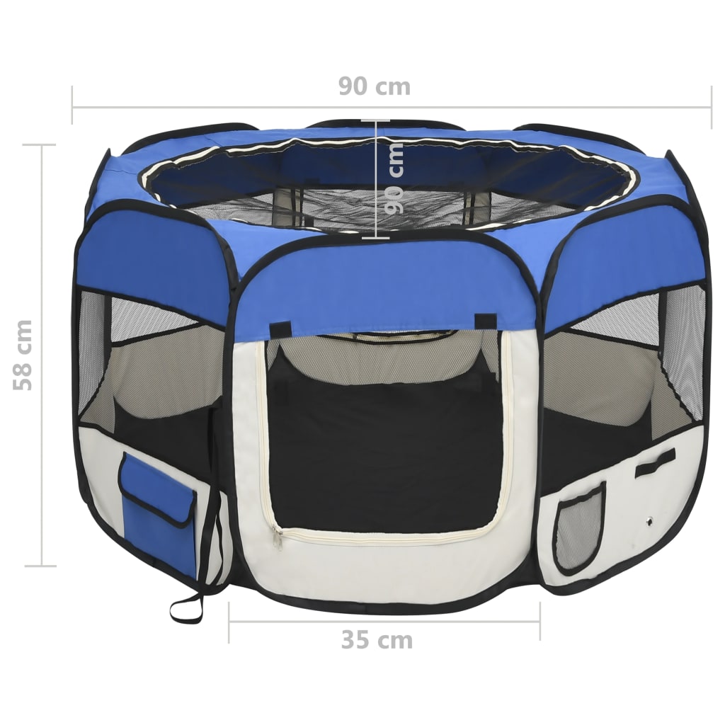vidaXL Parc pour chiens pliable avec sac de transport Bleu 90x90x58 cm