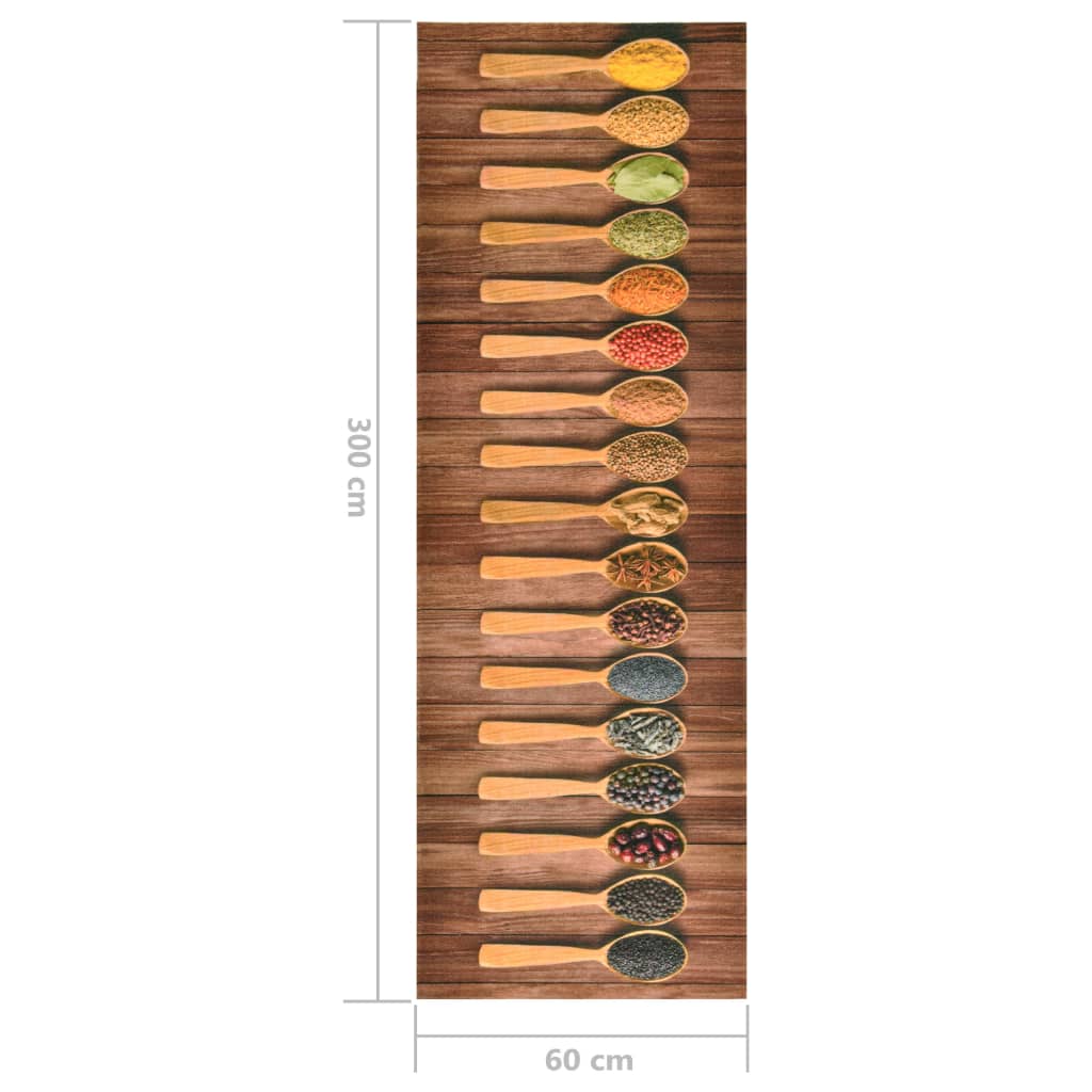 vidaXL Tapis de cuisine lavable Cuillères 60x300 cm