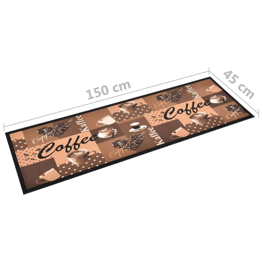 vidaXL Tapis de sol de cuisine lavable Marron café 45x150 cm