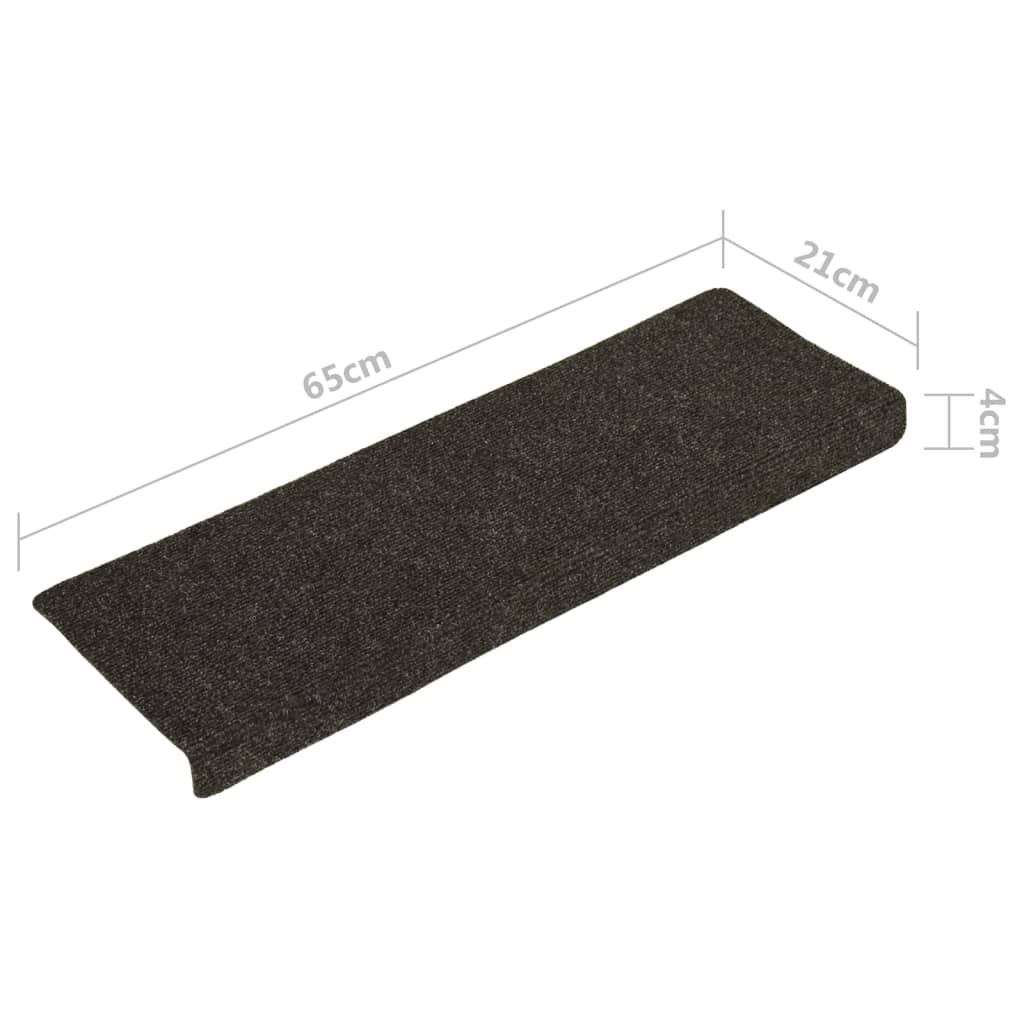 vidaXL Tapis d'escalier 15 pcs tissu aiguilleté 65x21x4 cm anthracite