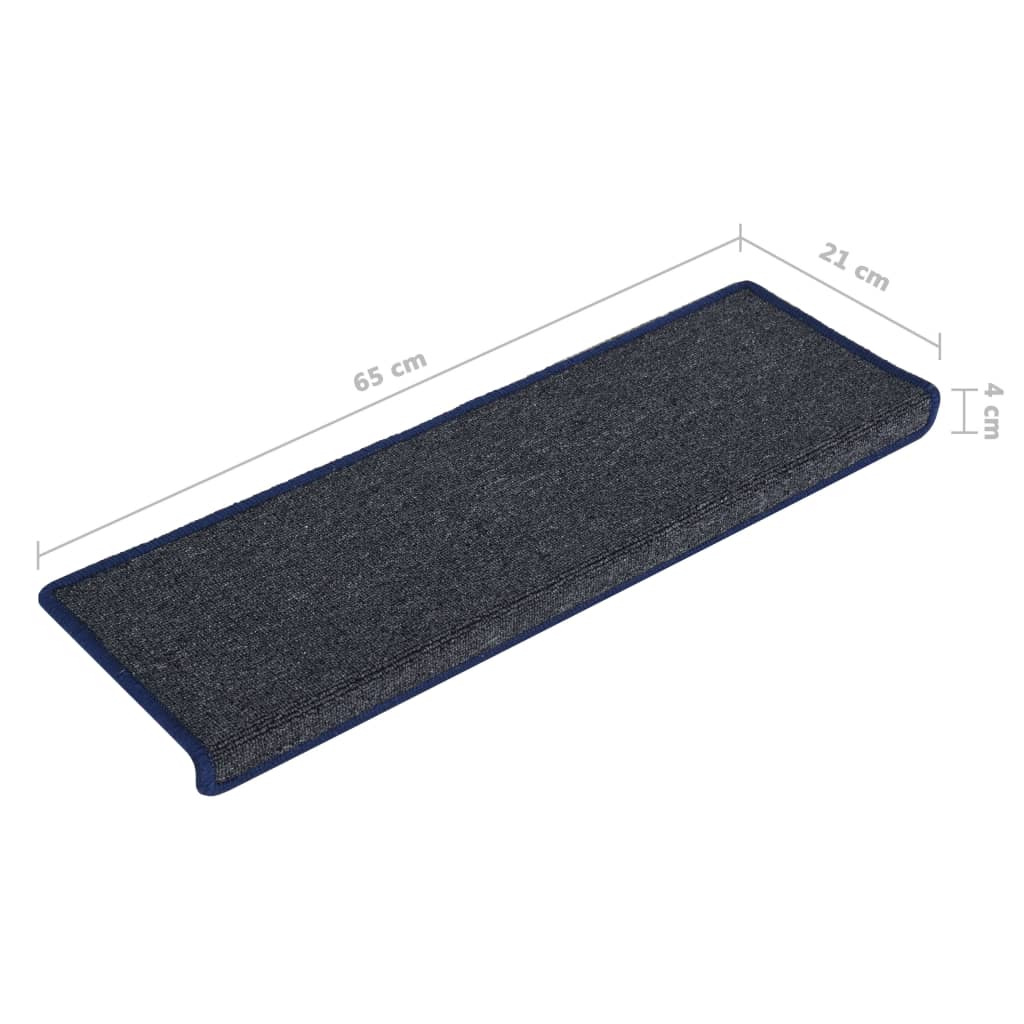 vidaXL Tapis d'escalier 15 pcs 65x21x4 cm Gris et bleu