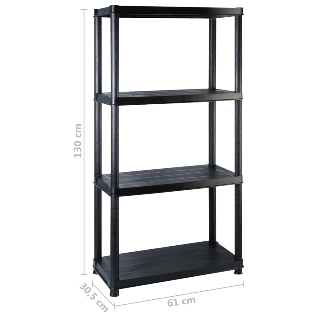 vidaXL Étagère de rangement à 4 niveaux Noir 122x30,5x130 cm Plastique