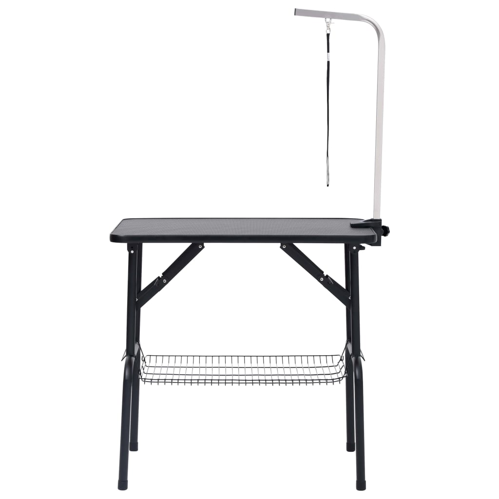 vidaXL Table de toilettage réglable de chiens avec 1 boucle et panier