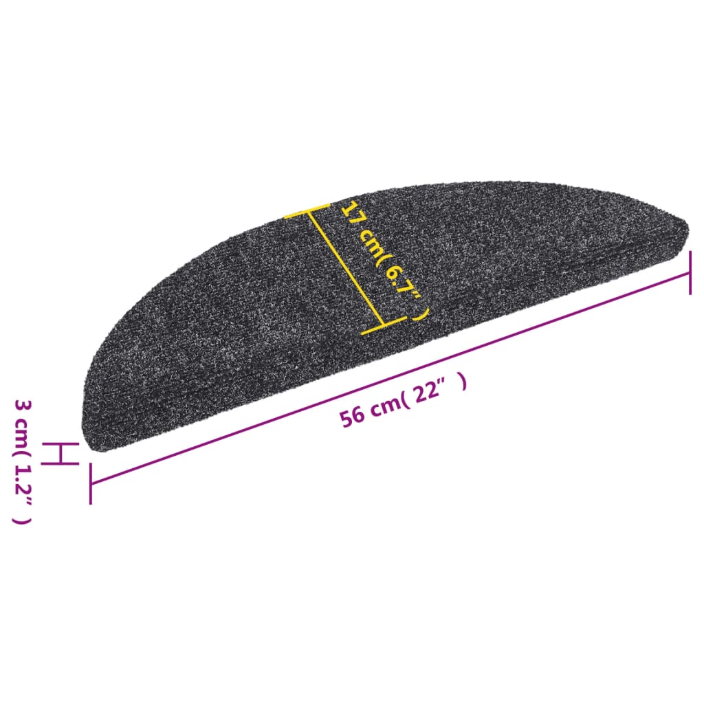 vidaXL Tapis autoadhésifs de marches 10 pcs Gris foncé 56x17x3 cm