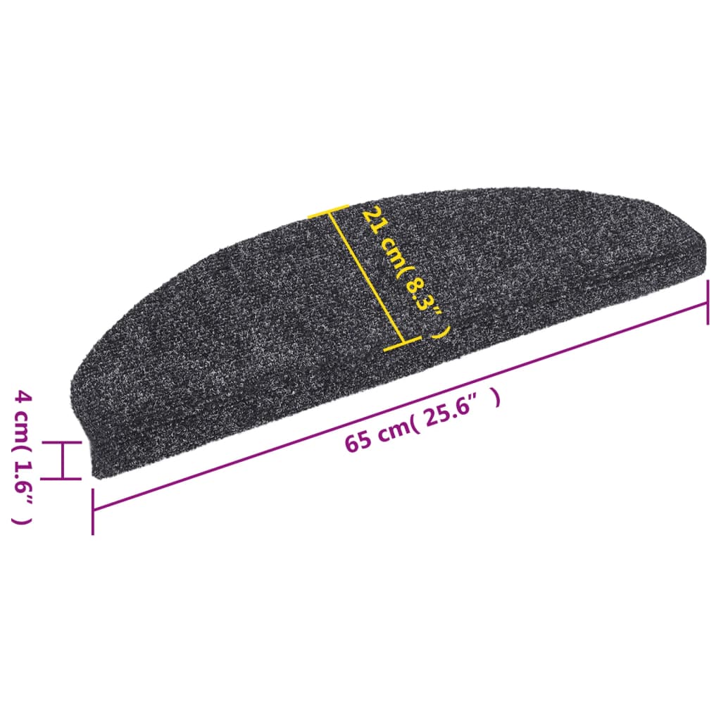 vidaXL Tapis autoadhésifs de marches 10 pcs Gris foncé 65x21x4 cm