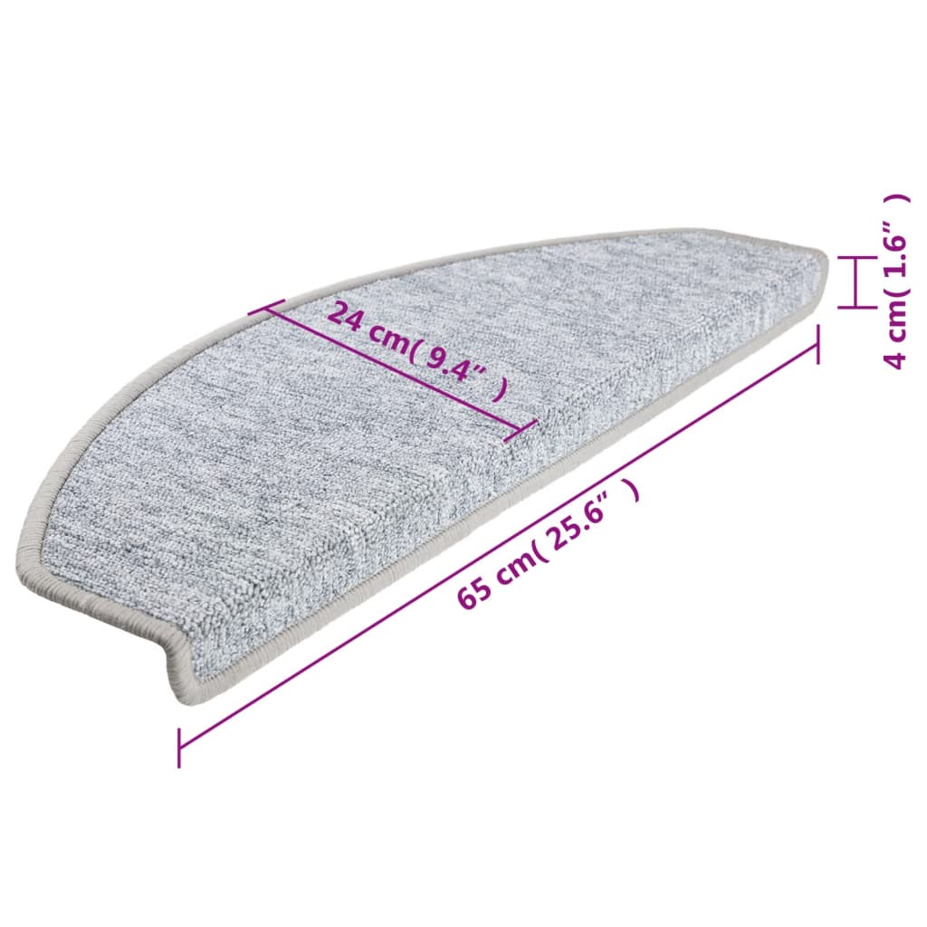 vidaXL Tapis d'escalier 10 pcs 65x24x4 cm Gris clair