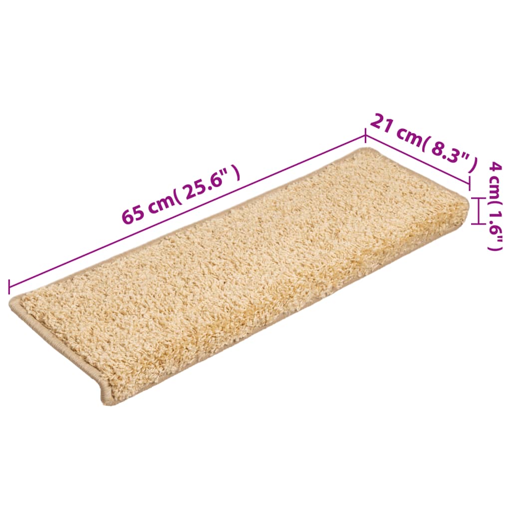 vidaXL Tapis d'escalier 10 pcs 65x21x4 cm Marron