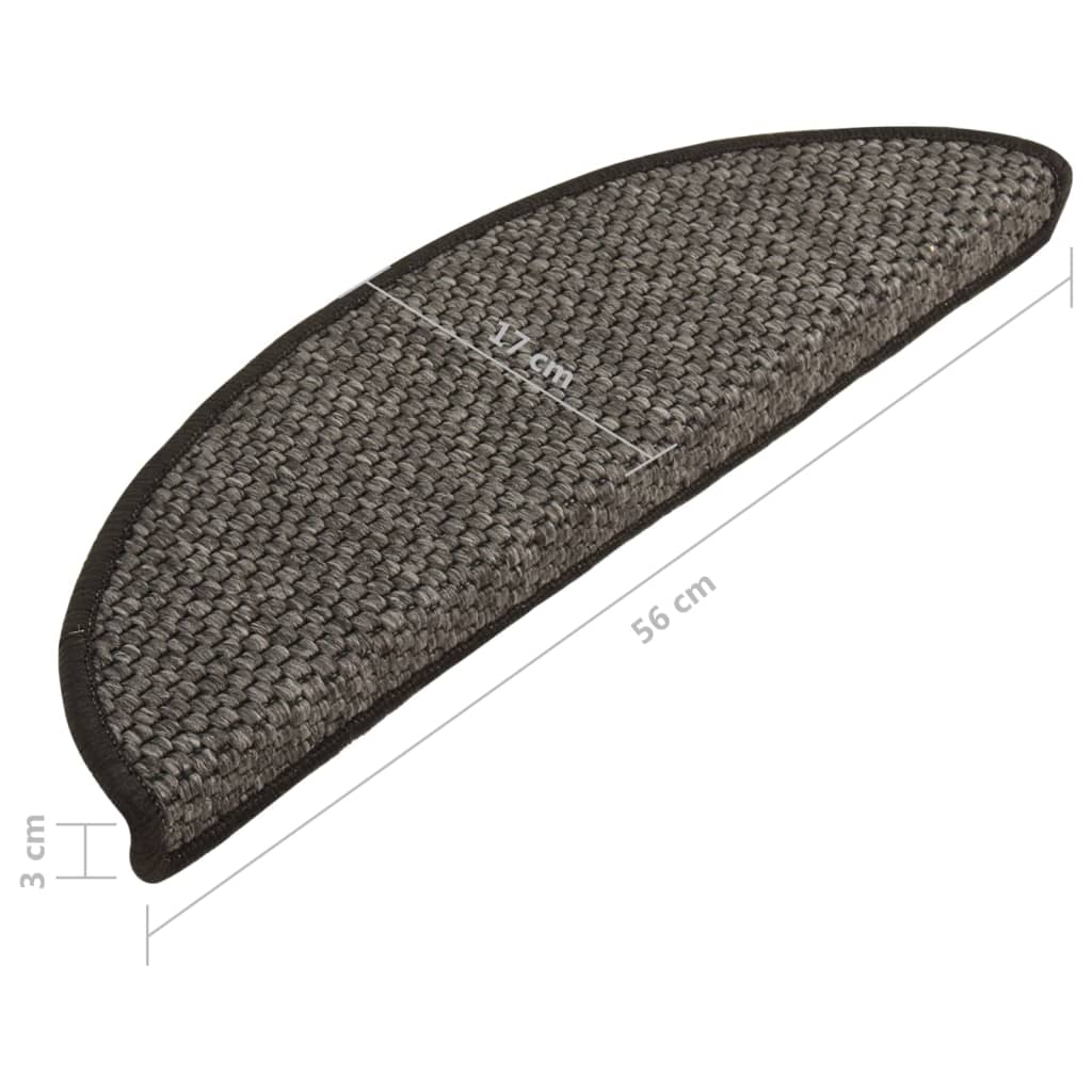 vidaXL Tapis d'escalier autocollants 15 pcs 56x17x3 cm Anthracite