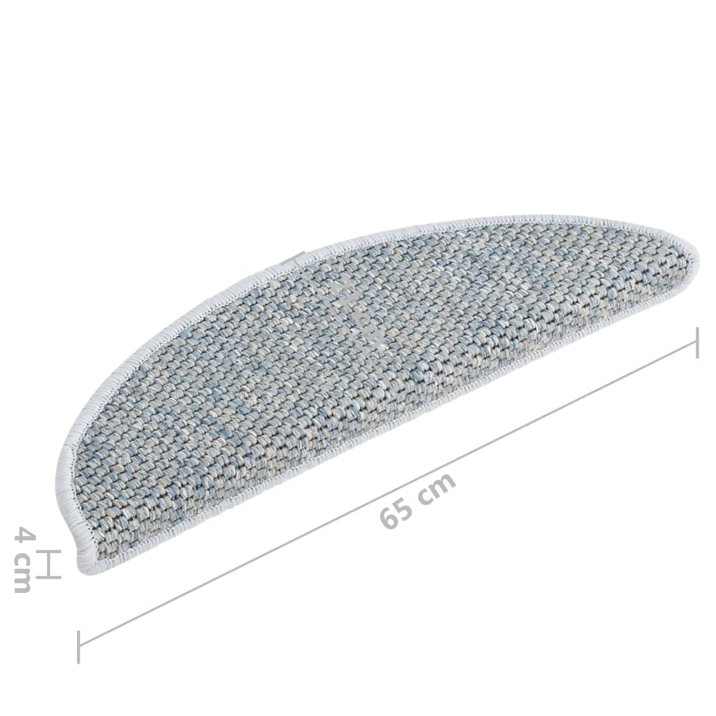 vidaXL Tapis d'escalier autocollants 15 pcs 65x21x4 cm Bleu