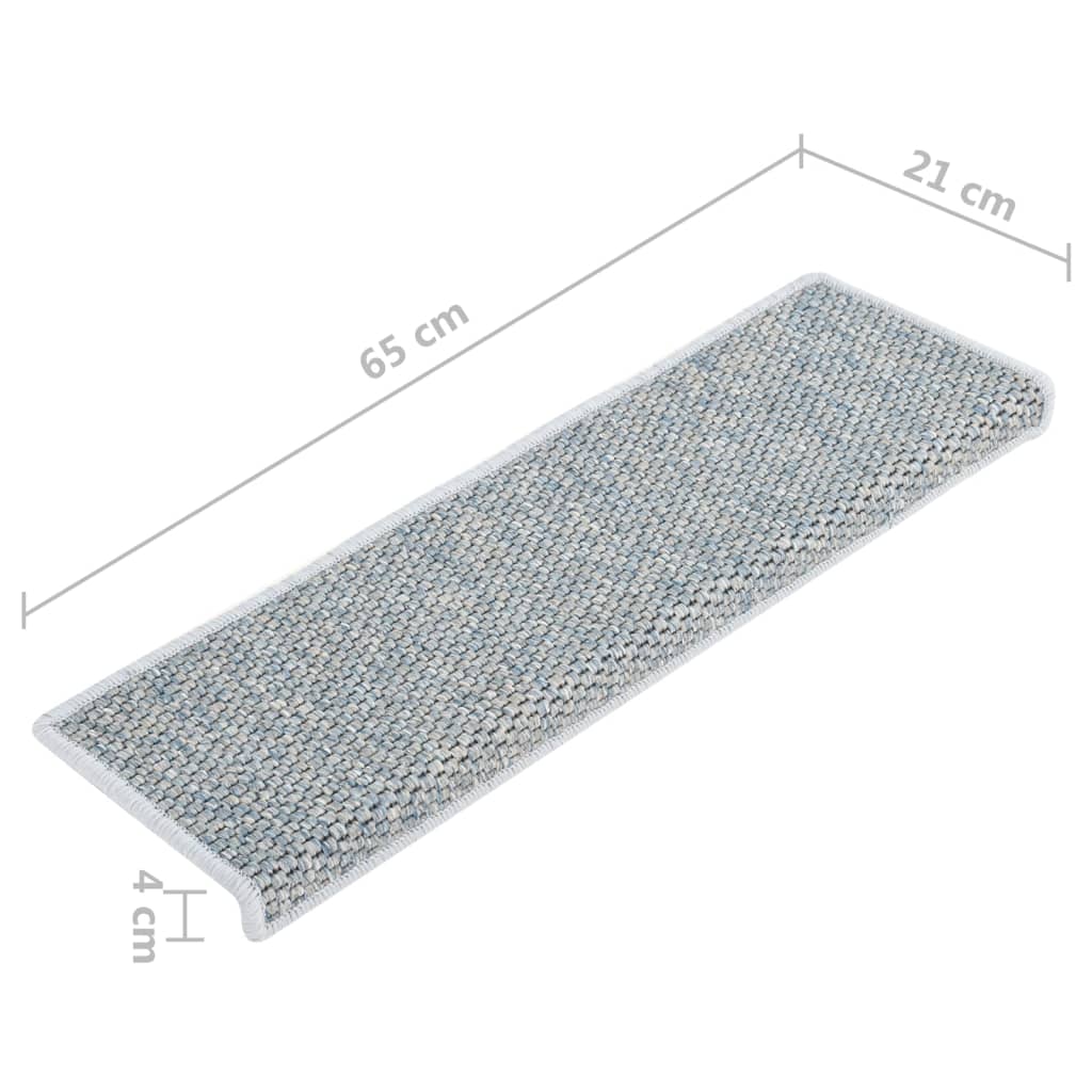 vidaXL Tapis d'escalier autocollants 15 pcs 65x21x4 cm Bleu