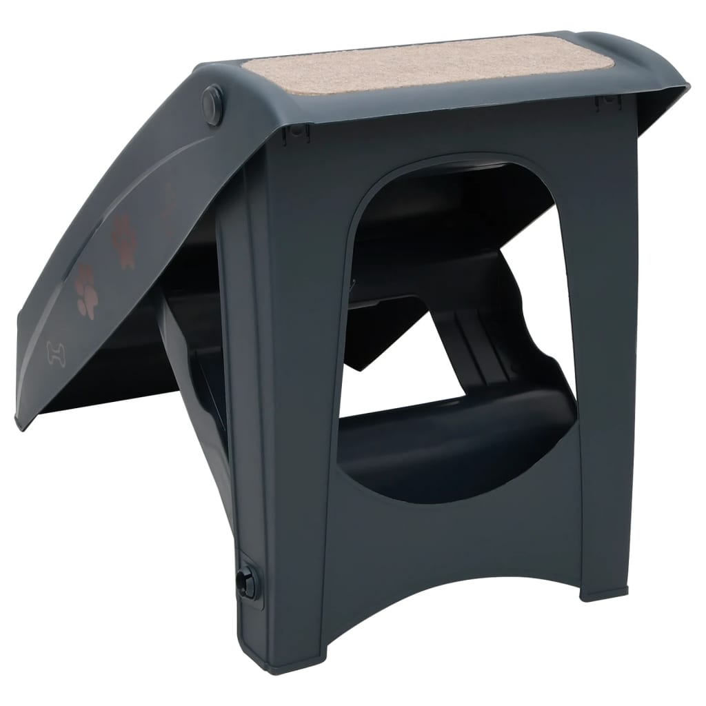 vidaXL Escalier pliable à 4 marches pour chiens Gris foncé