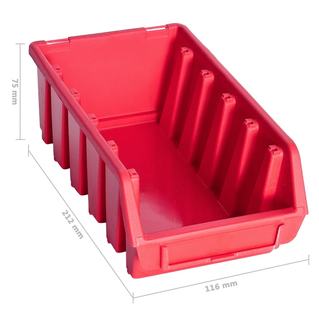 vidaXL Kit de bacs de stockage et panneaux muraux 103pcs rouge et noir
