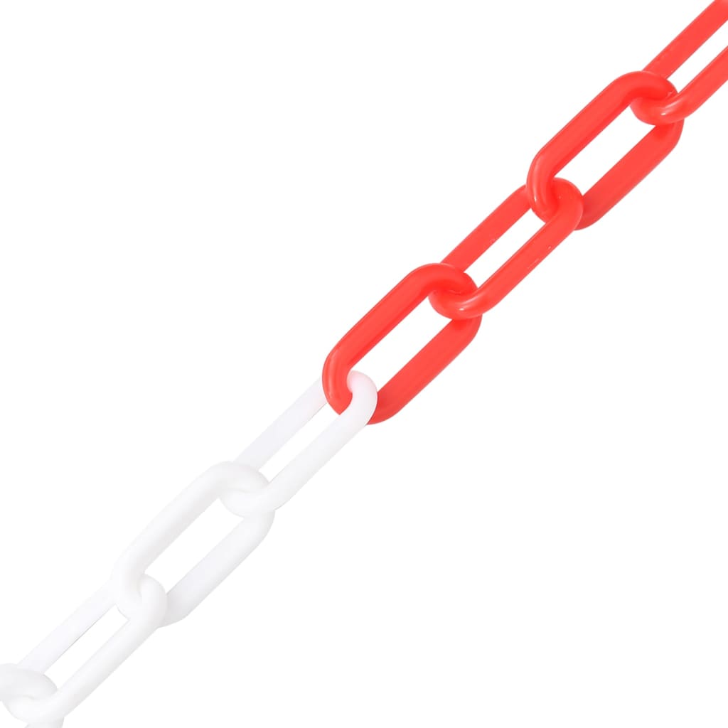 vidaXL Chaîne d'avertissement Rouge et blanc 30 m Ø8 mm Plastique