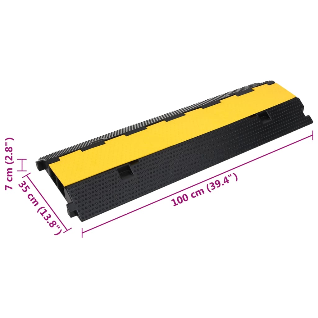 vidaXL Rampe de protection de câble avec 2 canaux 100 cm caoutchouc