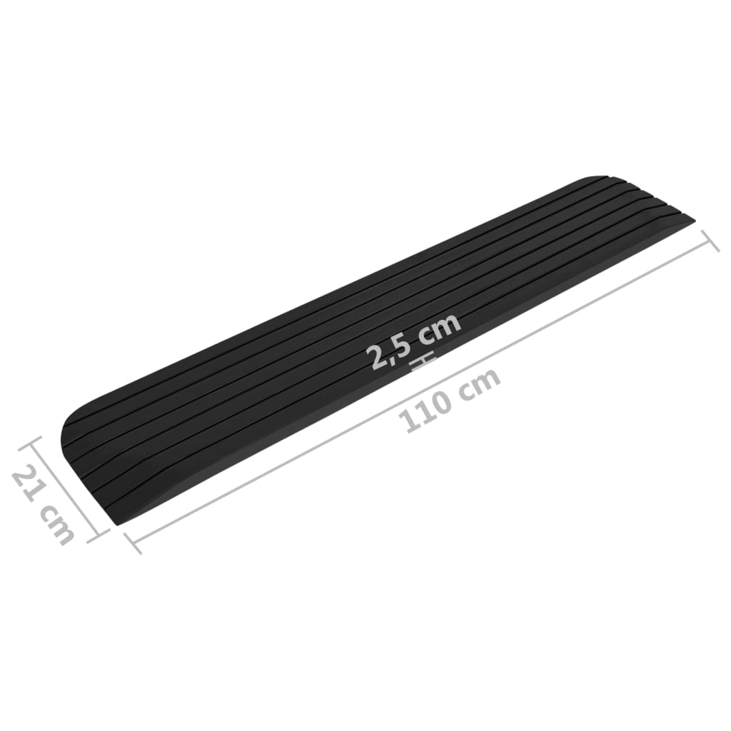 vidaXL Rampe de seuil 110x21x2,5 cm Caoutchouc