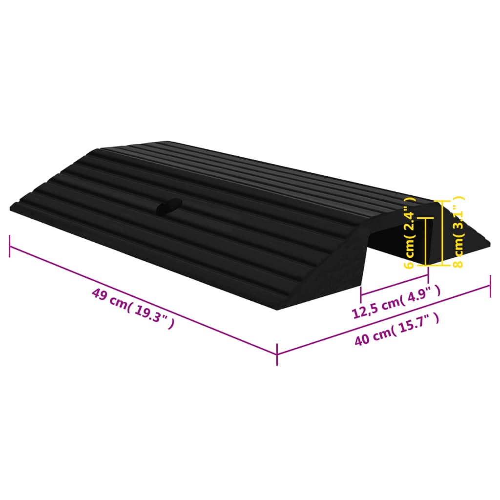 vidaXL Rampes de seuil de pont 3 pcs 49x40x8 cm Caoutchouc