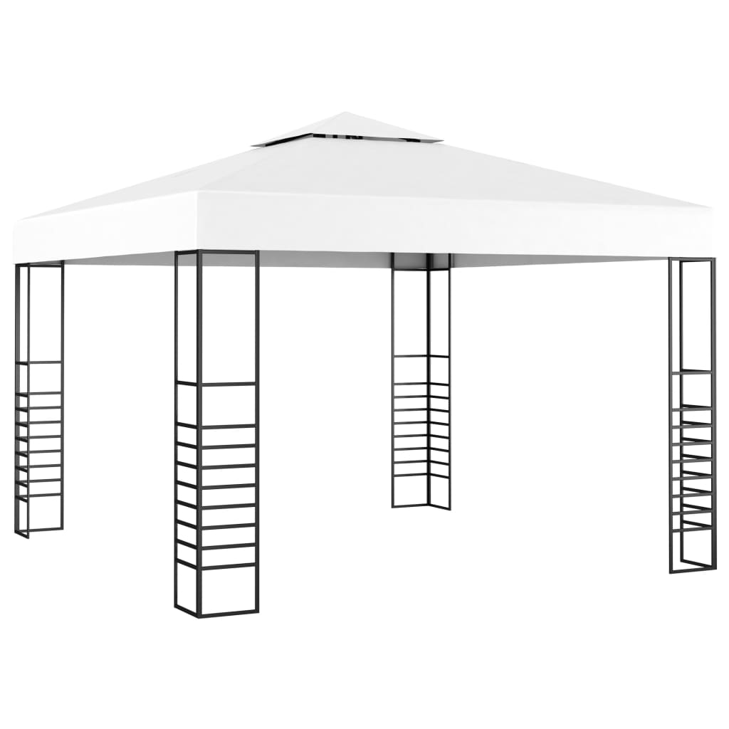vidaXL Chapiteau de jardin avec guirlande lumineuse à LED 3x3 m Blanc