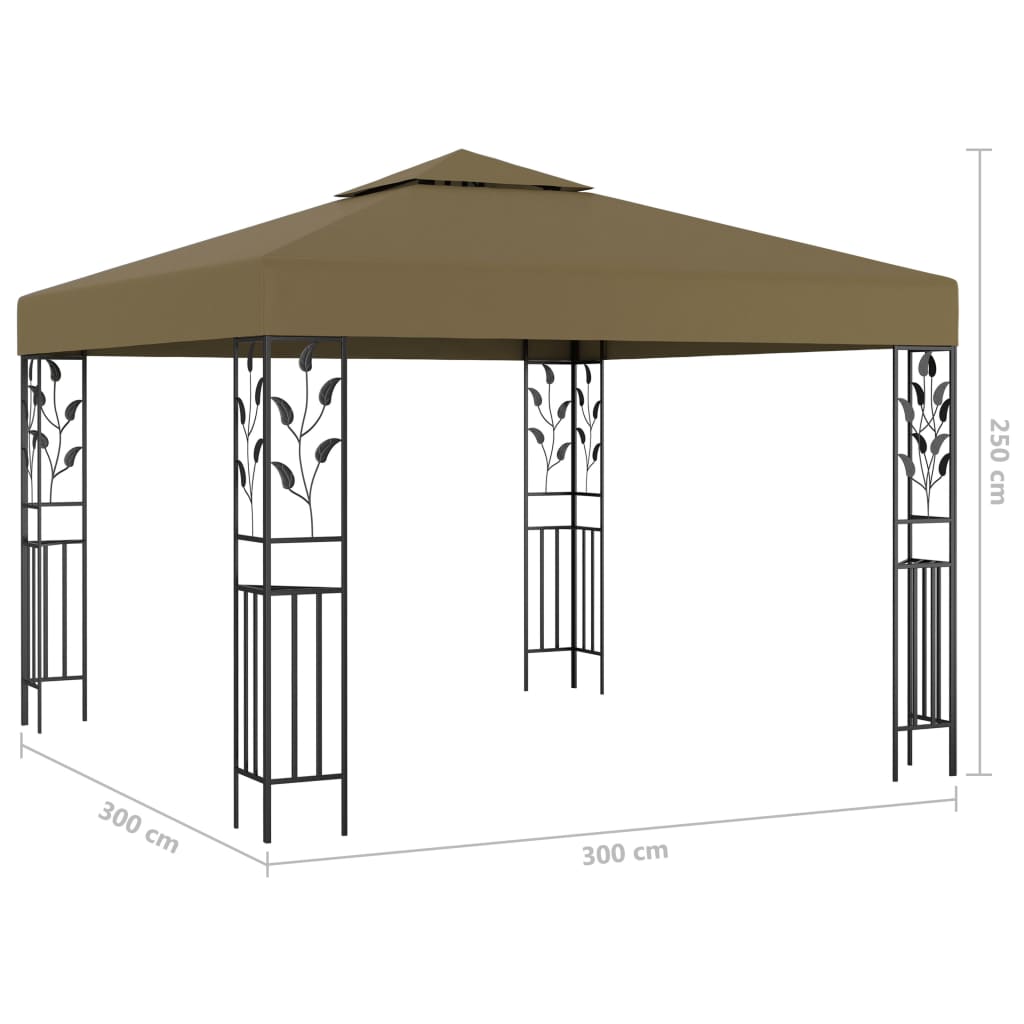 vidaXL Tonnelle avec guirlande lumineuse à LED 3x3 m Taupe