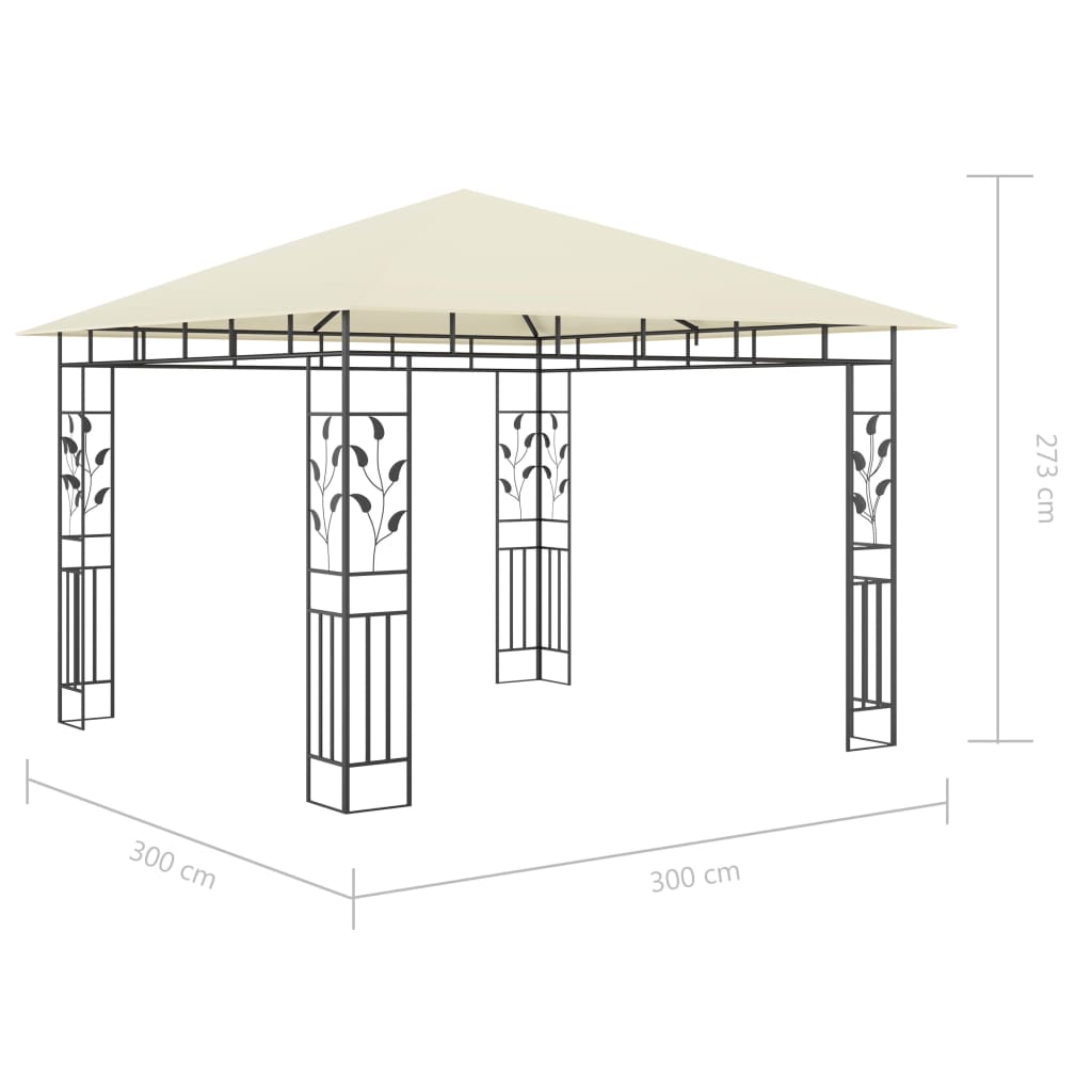 vidaXL Tonnelle avec moustiquaire et lumières LED 3x3x2,73 m Crème