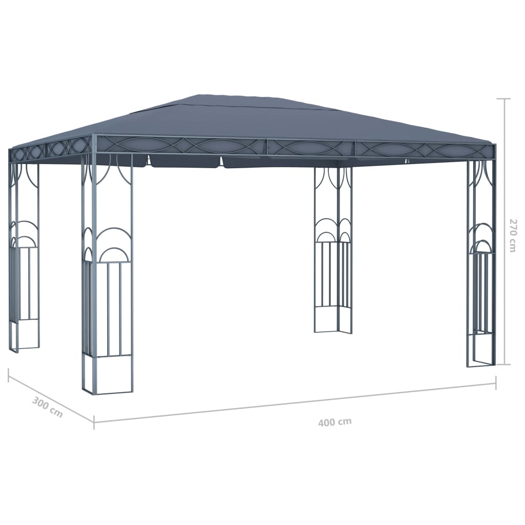 vidaXL Tonnelle avec guirlande lumineuse à LED 400x300 cm Anthracite