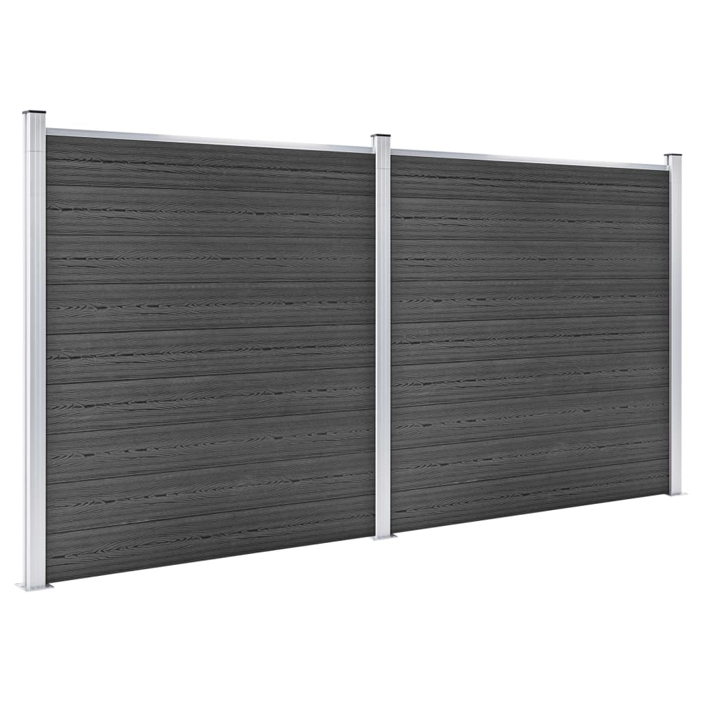 vidaXL Ensemble de panneau de clôture WPC 353x186 cm Noir