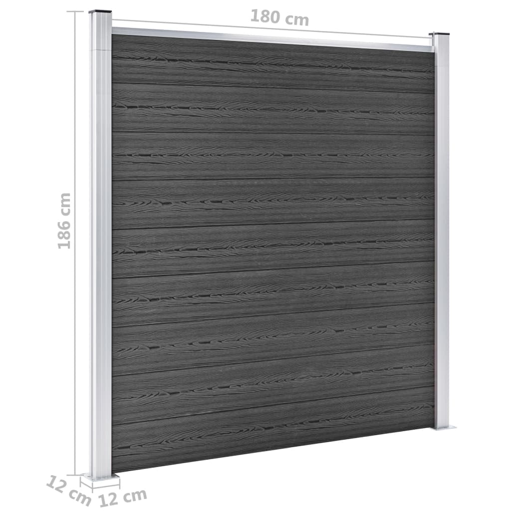 vidaXL Ensemble de panneau de clôture WPC 526x186 cm Noir