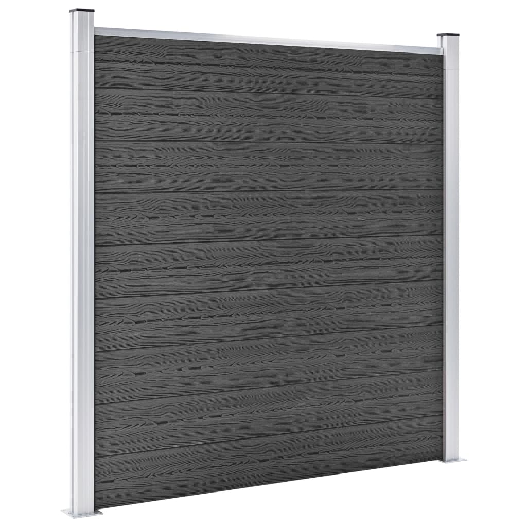 vidaXL Ensemble de panneau de clôture WPC 526x186 cm Noir