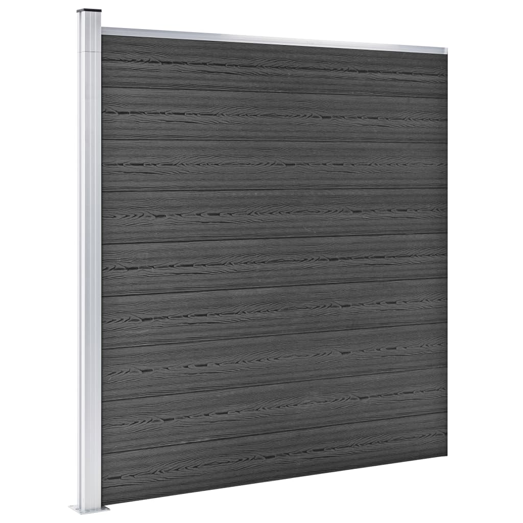 vidaXL Ensemble de panneau de clôture WPC 526x186 cm Noir