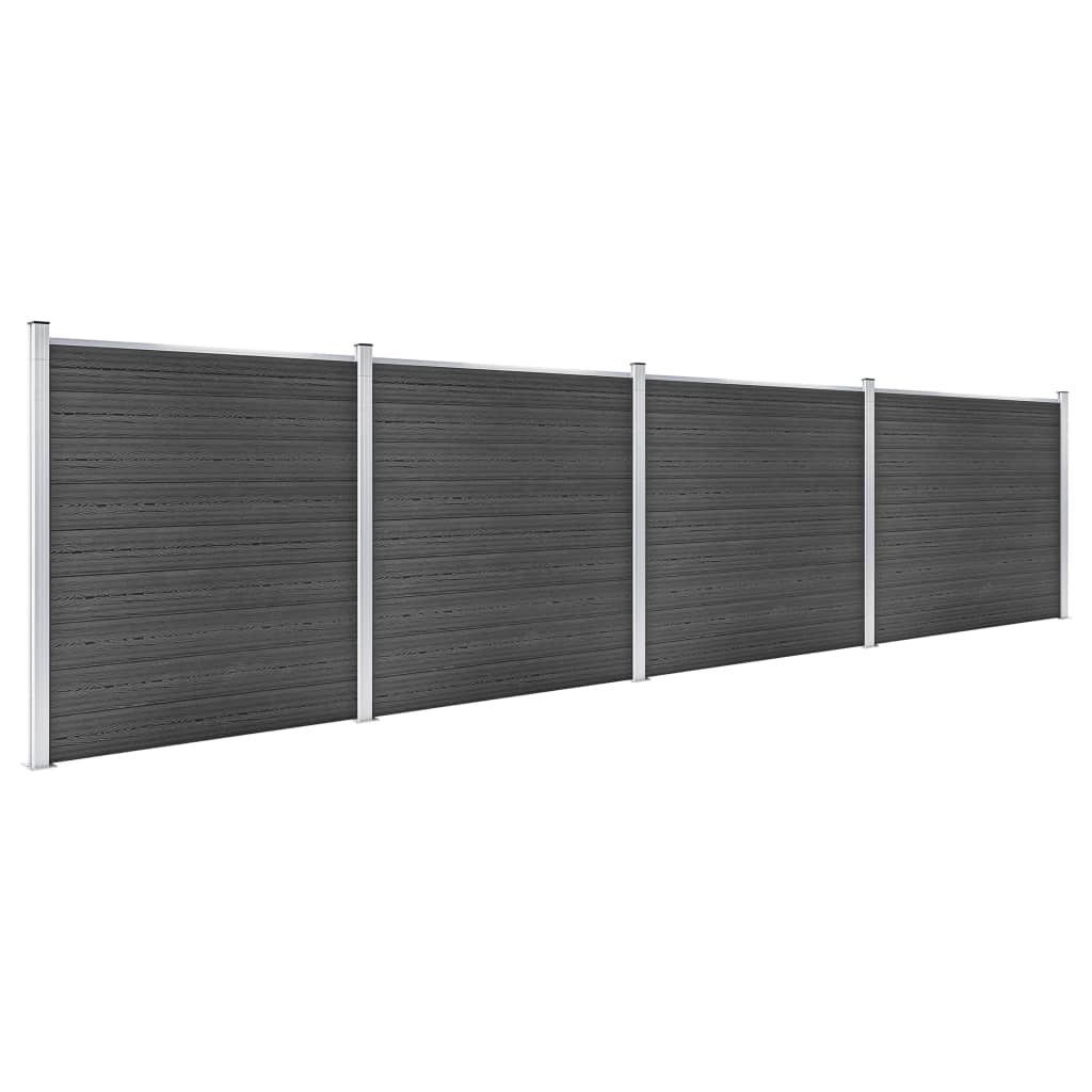 vidaXL Ensemble de panneau de clôture WPC 699x186 cm Noir