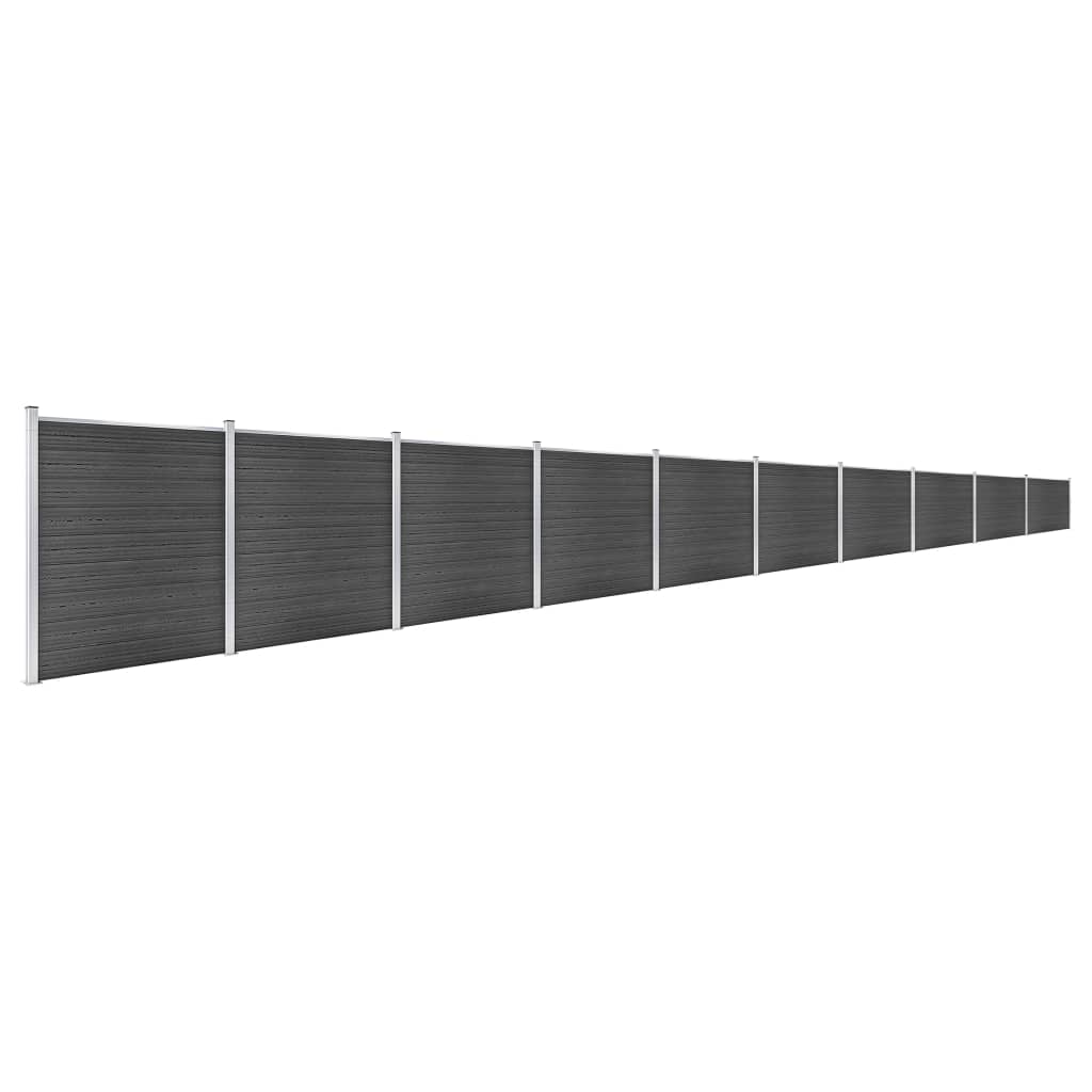 vidaXL Ensemble de panneau de clôture WPC 1737x186 cm Noir