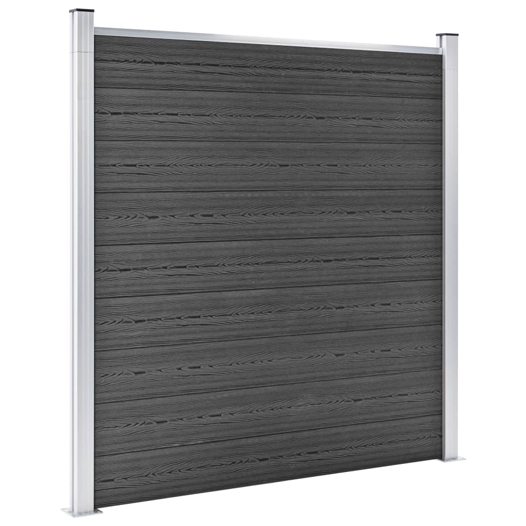 vidaXL Ensemble de panneau de clôture WPC 792x(105-186) cm Noir
