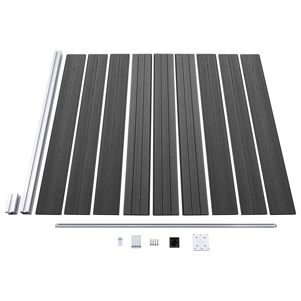 vidaXL Ensemble de panneau de clôture WPC 792x(105-186) cm Noir