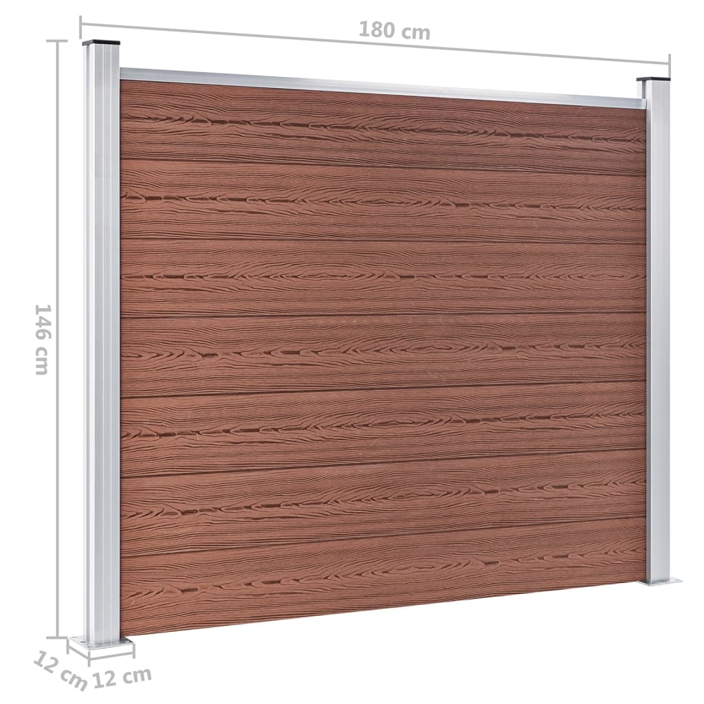 vidaXL Ensemble de panneau de clôture WPC 699x146 cm Marron
