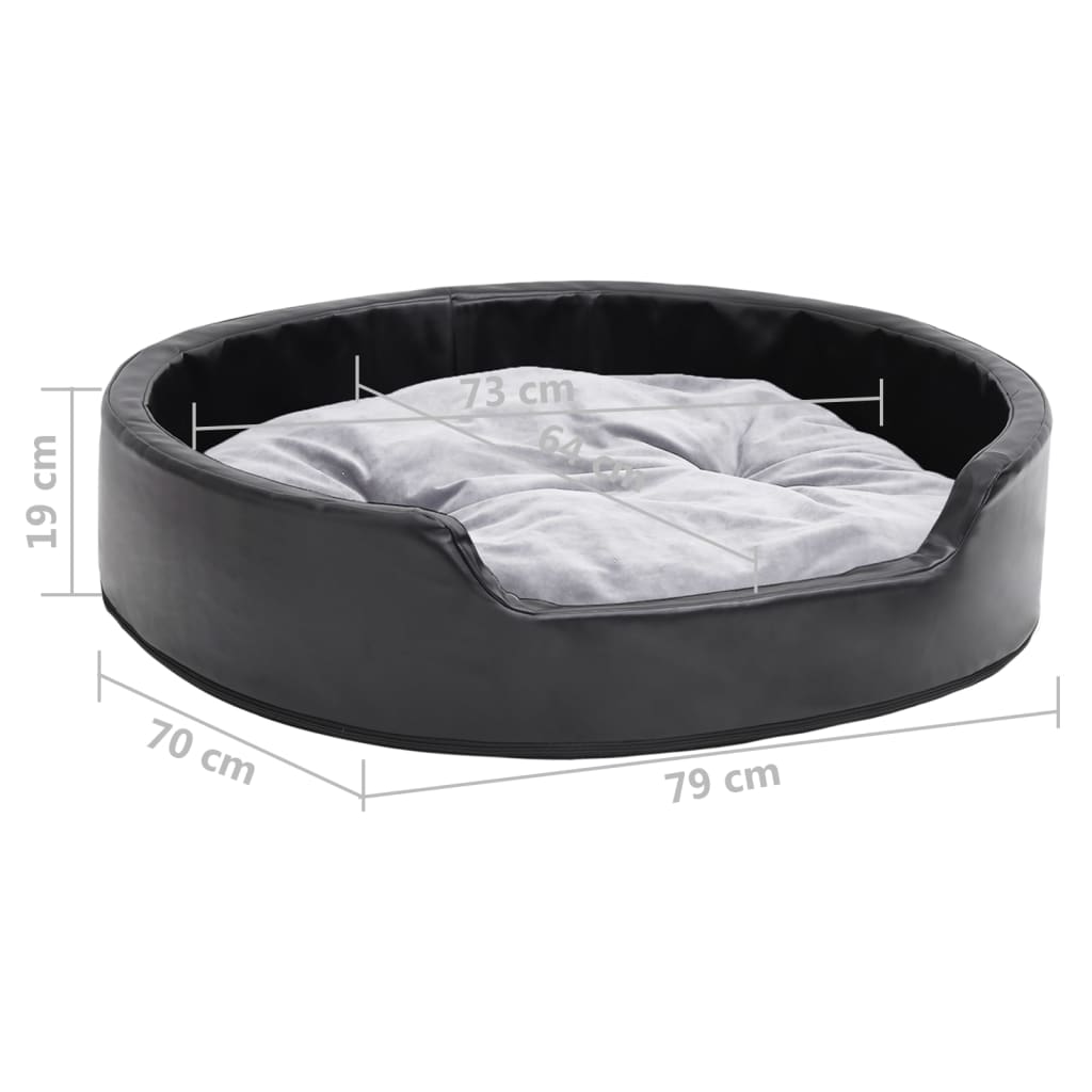 vidaXL Lit pour chiens Noir et gris 79x70x19 cm Peluche et similicuir
