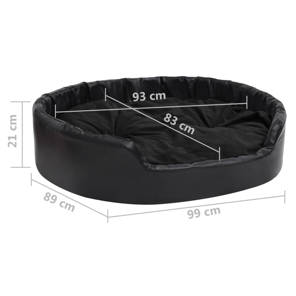 vidaXL Lit pour chiens Noir 99x89x21 cm Peluche et similicuir