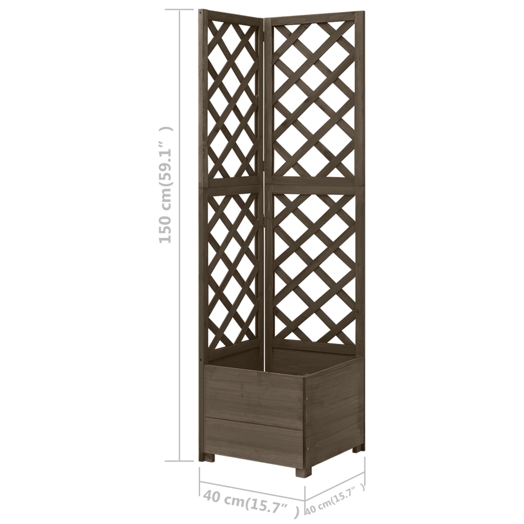 vidaXL Jardinière d'angle en treillis Gris 40x40x150 cm Bois de sapin