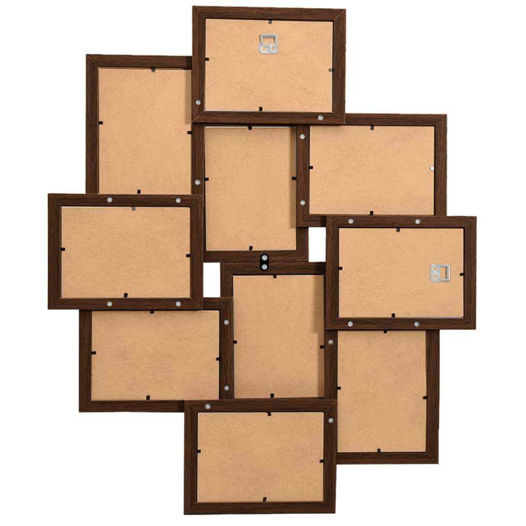vidaXL Collage de cadres photo de photo10x(13x18 cm) Marron foncé MDF