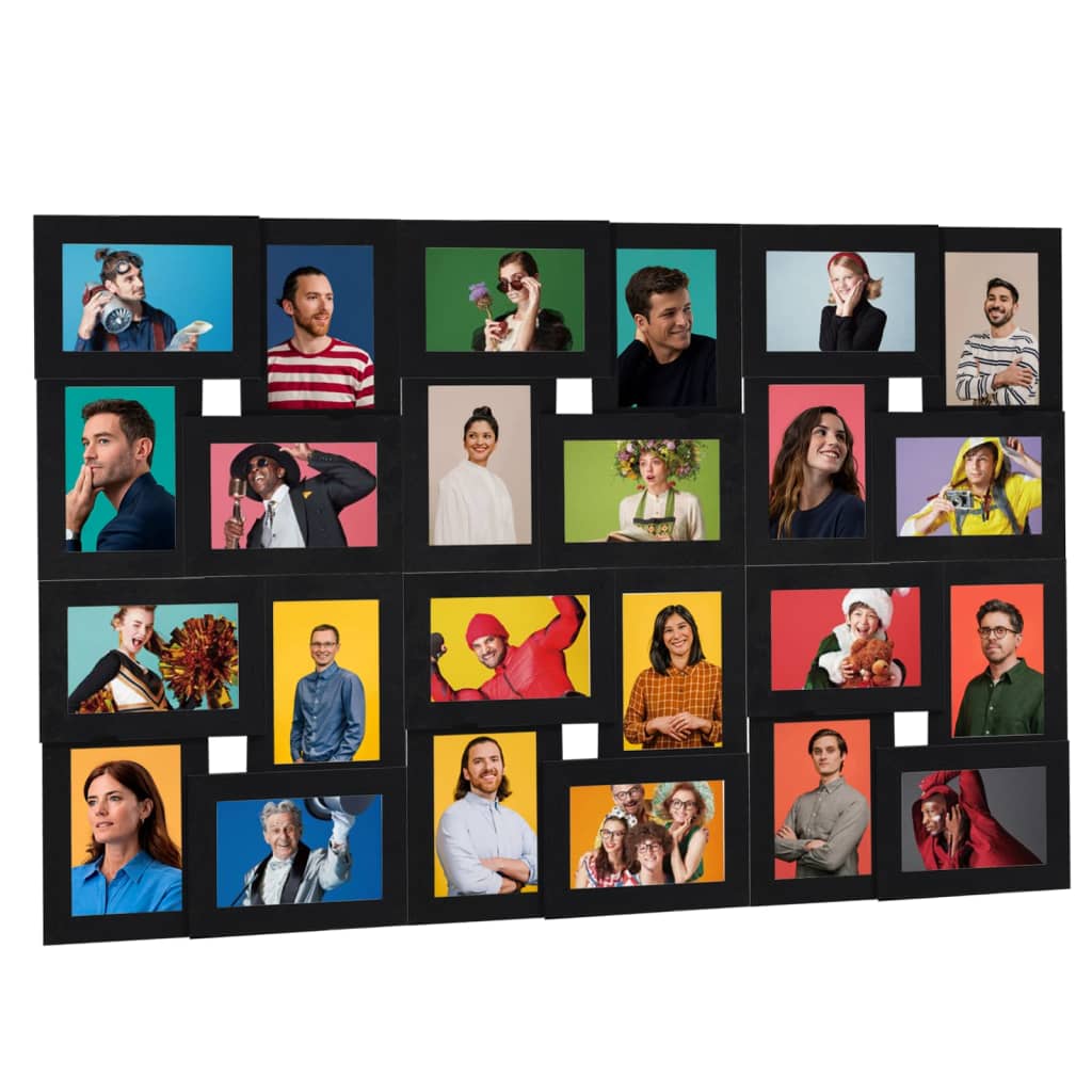 vidaXL Collage de cadres photo pour photo de 24x(13x18 cm) Noir MDF