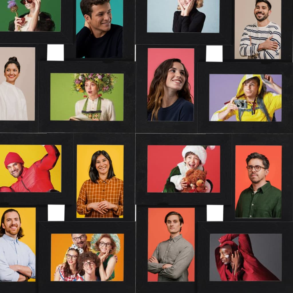 vidaXL Collage de cadres photo pour photo de 24x(13x18 cm) Noir MDF