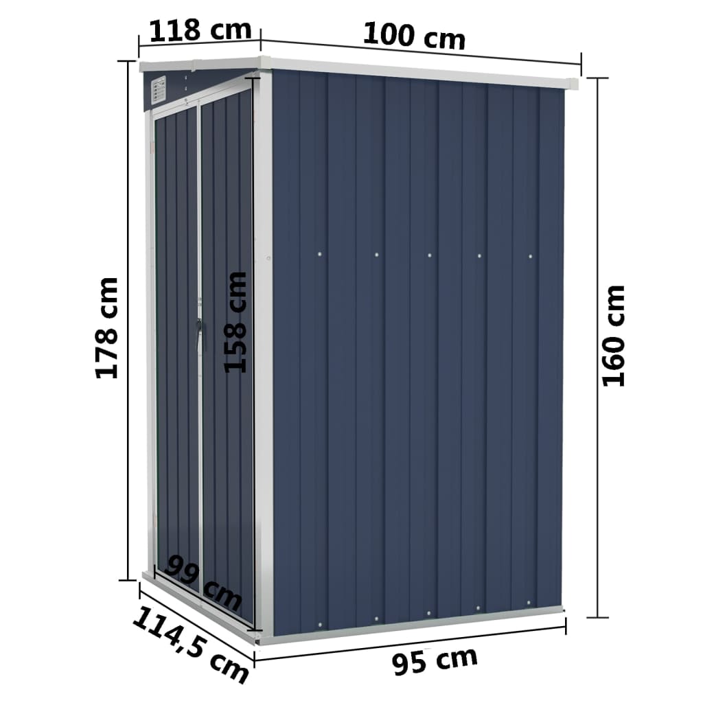 vidaXL Remise de jardin murale Anthracite 118x100x178 cm Acier