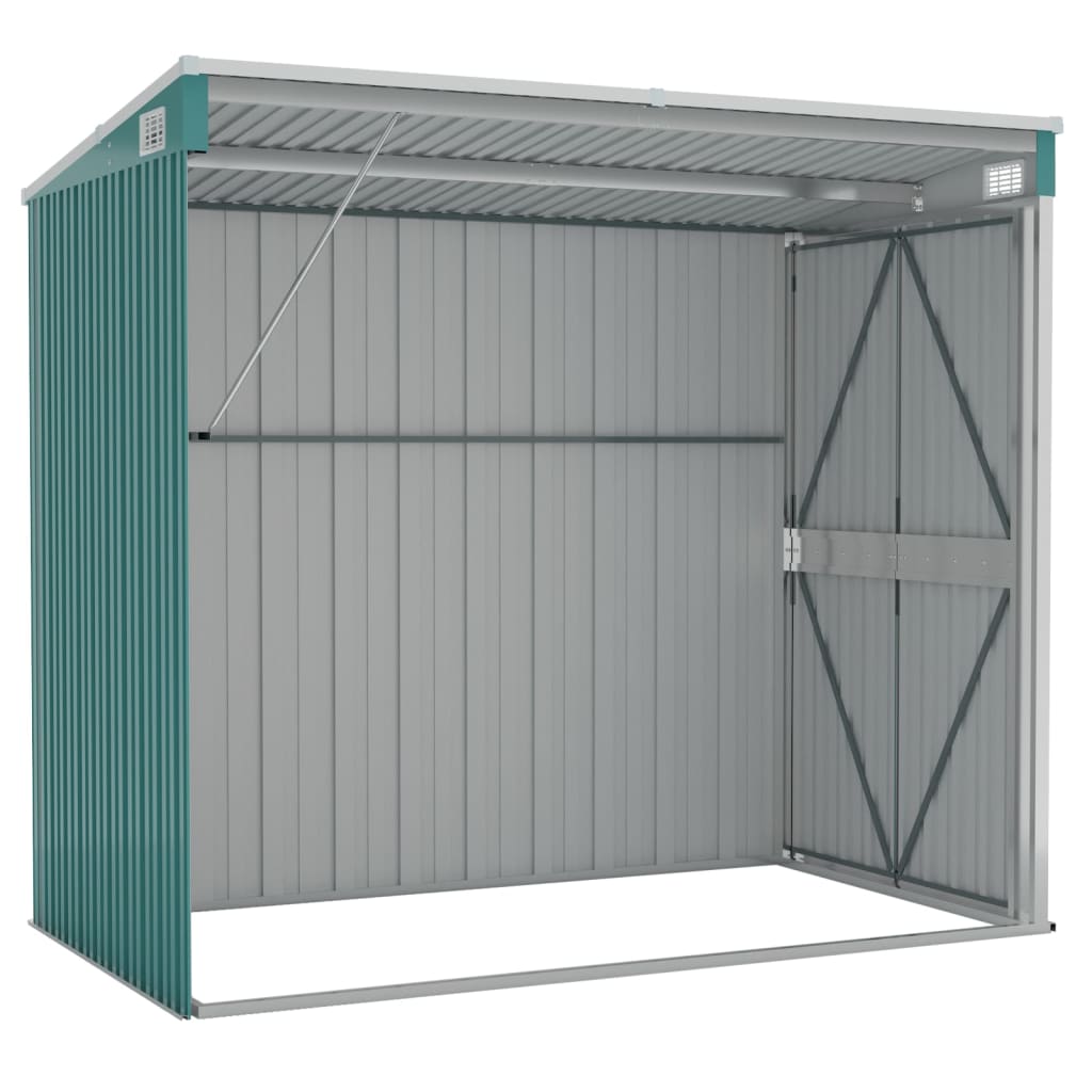 vidaXL Abri de jardin mural Vert 118x194x178 cm Acier galvanisé