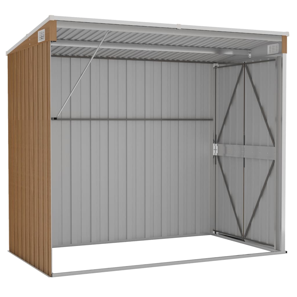 vidaXL Abri de jardin mural Marron 118x194x178 cm Acier galvanisé